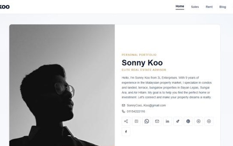 Agent personal website example